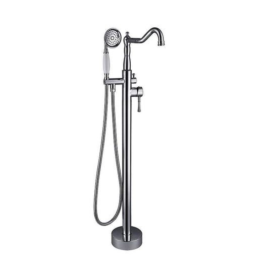 1-Handle Classical Freestanding Bathtub Faucet with Hand Shower in Chrome